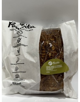 Paine alba seminte de dovleac si floarea soarelui cu maia vie 650g