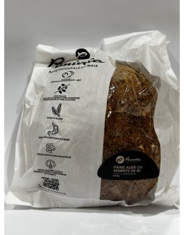 Paine alba cu seminte de in cu maia vie 650g